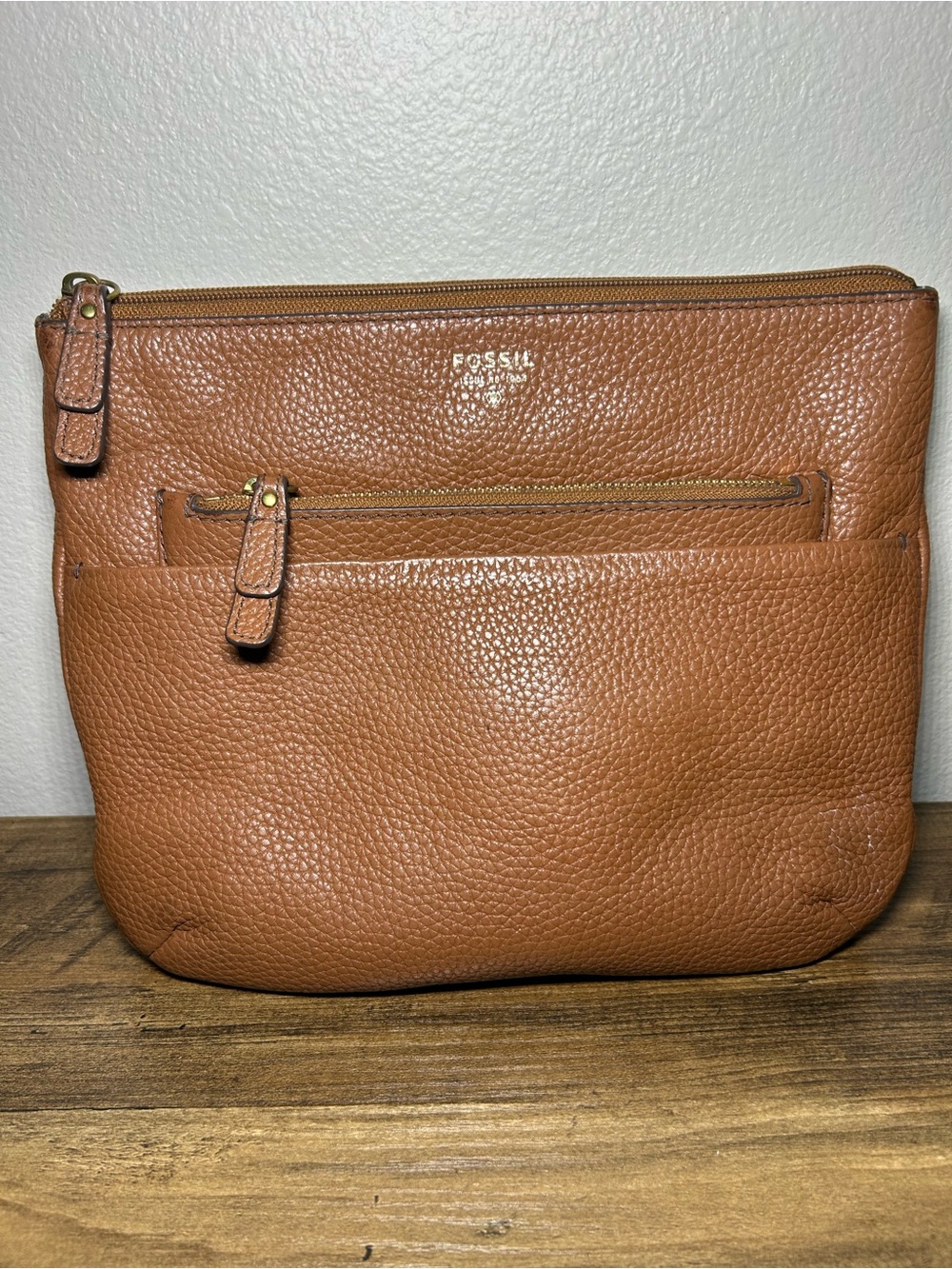Fossil Men's Brown Pebbled Leather Toiletry Pouch